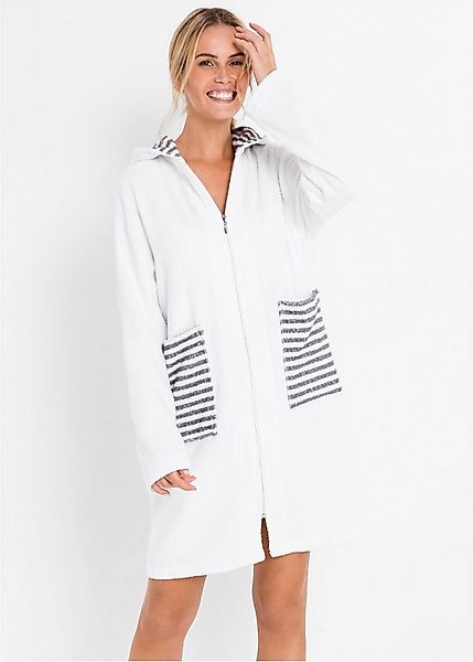 bonprix Bademantel, Midilänge, Baumwolle, Kapuze, Reißverschluss, Frottee a günstig online kaufen