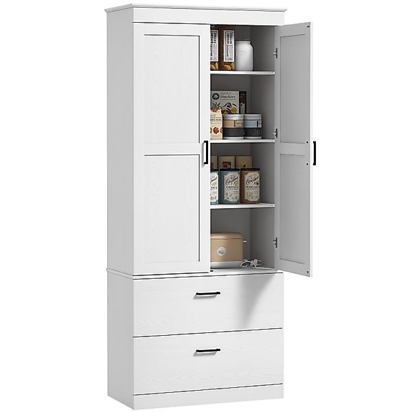 HOMCOM Küchenschrank Spanplatte MDF 75L x 39B x 178H cm Cremeweiß günstig online kaufen