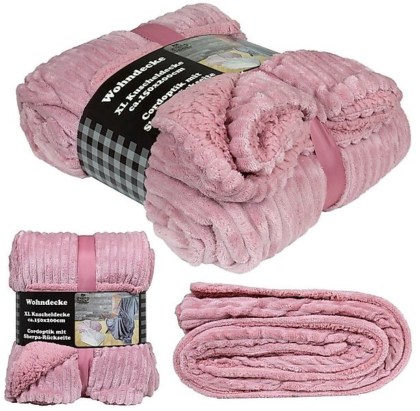 Wohndecke Kuscheldecke 150x200 cm warm Sherpa Cord Optik, Trendyshop365, fl günstig online kaufen