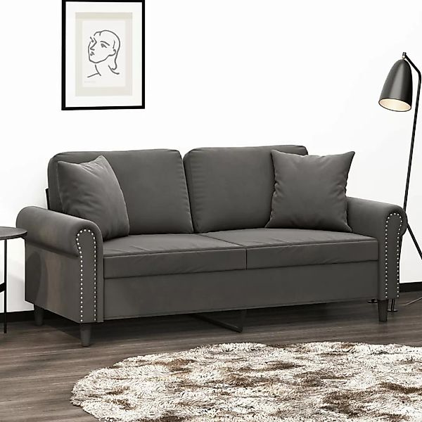 Vidaxl 2-sitzer-sofa Mit Kissen Dunkelgrau 140 Cm Samt günstig online kaufen