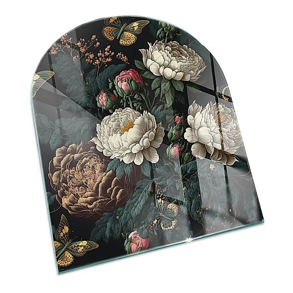 Tulup Glasplatte für Kamin Blumenmuster mit Schmetterlingen Glasplatte unte günstig online kaufen