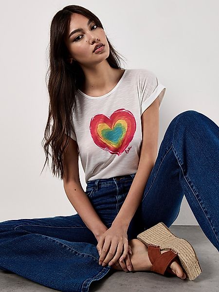 Apricot T-Shirt Painterly Heart Slub T-Shirt günstig online kaufen