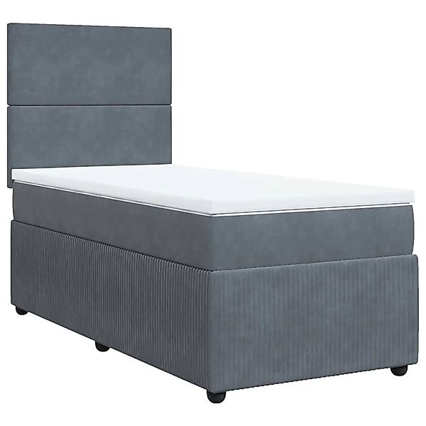 vidaXL Boxspringbett mit Matratze Dunkelgrau 80x200 cm Samt 3294485 günstig online kaufen