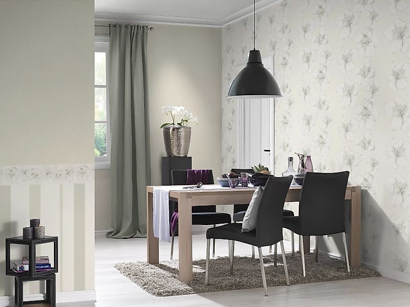 Bricoflor Moderne Tapetenbordüre in Weiß und Grau Blumen Tapeten Bordüre Id günstig online kaufen