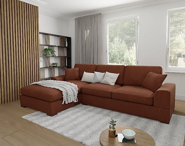 S-Style Möbel Ecksofa Leif mit Schlaffunktion in Cord-Stoff, schöner Sitzko günstig online kaufen