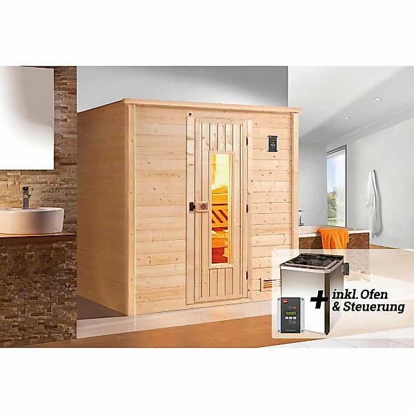 Weka Massivholzsauna Bergen 1 Sparset 7,5 kW BioS Holztür günstig online kaufen