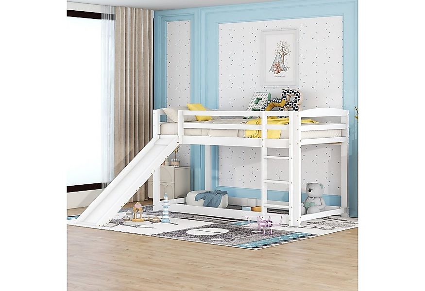 Flieks Etagenbett, Kinderbett mit Rutsche & oberem Lattenrost 90x200cm Kief günstig online kaufen