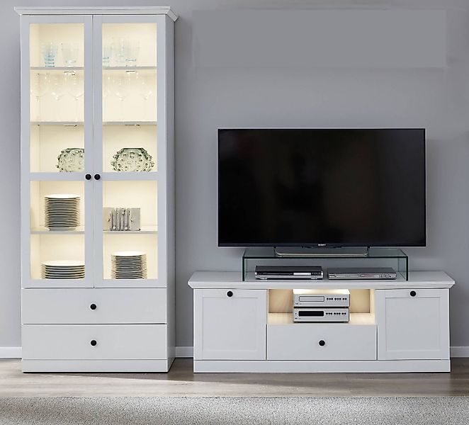 trendteam Wohnwand Baxter, (in Landhaus weiß, Set 2-teilig 235 x 196 cm), m günstig online kaufen