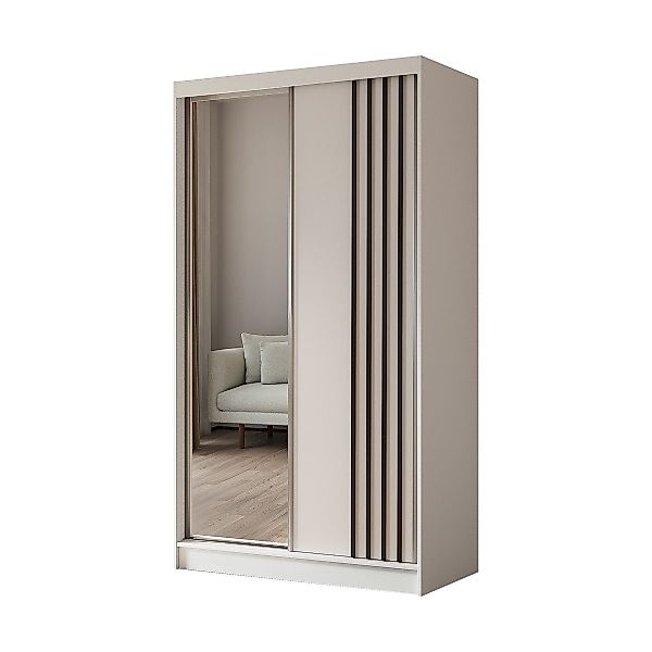 Compleo Schwebetürenschrank mit Lamellen MALTA, Garderobenschrank, günstig online kaufen