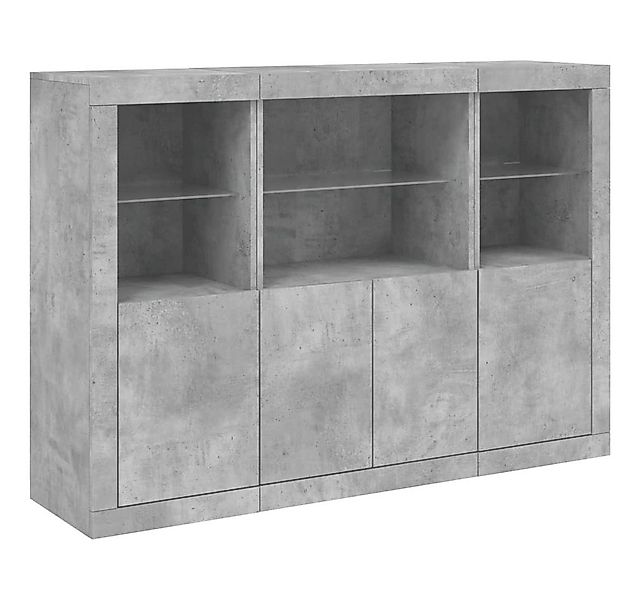 vidaXL Sideboard Sideboards mit LED-Leuchten 3 Stk. Betongrau Holzwerkstoff günstig online kaufen