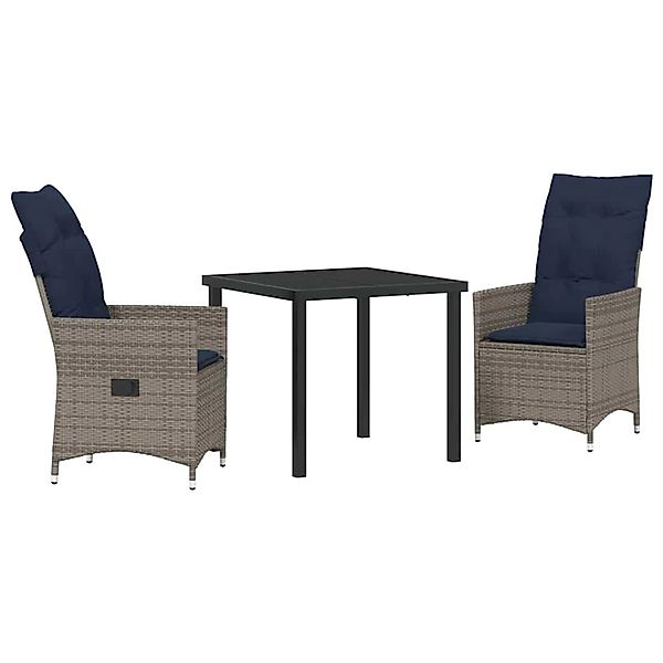 vidaXL Garten Essgruppe 3-Tlg Grau Poly Rattan 3379590 günstig online kaufen