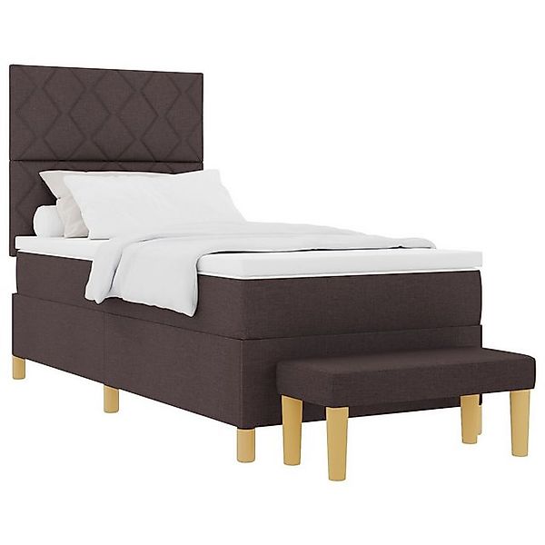 vidaXL Bett Boxspringbett mit Matratze & Bank Dunkelbraun 90x200 cm Stoff ( günstig online kaufen