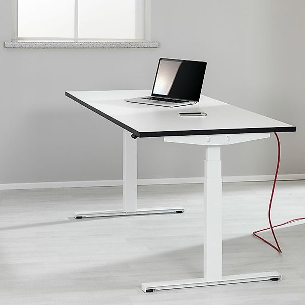 Schreibtisch NewWORK elektrisch höhenverstellbar Gestell weiß - Dekor wählb günstig online kaufen