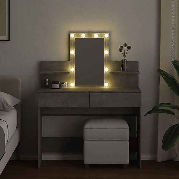 vidaXL Schminktisch Schminktisch mit LED-Beleuchtung Betongrau günstig online kaufen