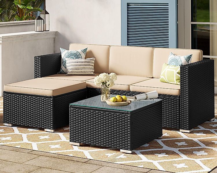 SONGMICS Gartenlounge-Set, (5-tlg., 1 Ecksofa, 1 günstig online kaufen