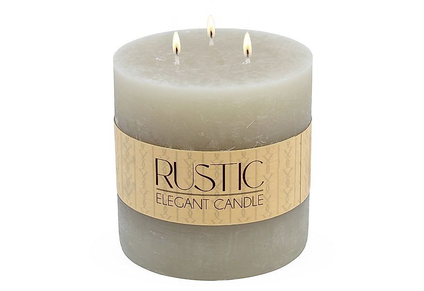 Spetebo Rustic-Kerze XL 3-Docht Kerze rund unparfümiert (Große Stumpen Kerz günstig online kaufen