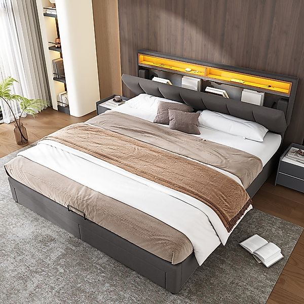REDOM Polsterbett Doppelbett Bett Stauraumbett Jugendbett günstig online kaufen