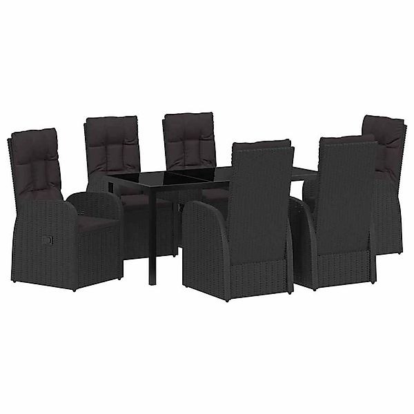 vidaXL Garten Essgruppe mit Kissen 7-Tlg Schwarz Poly Rattan 3379510 günstig online kaufen