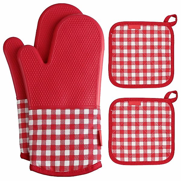 Lexzurn Topfhandschuhe Topflappen Ofenhandschuh 4er Set, günstig online kaufen
