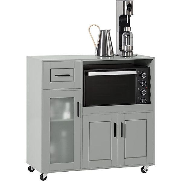 SoBuy Sideboard auf Rollen Küchenwagen Mikrowellenschrank Rollwagen FSB78-W günstig online kaufen