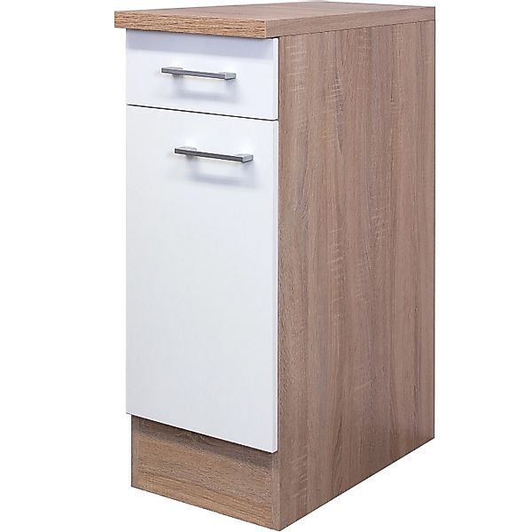 Flex-Well Classic Küchen-Unterschrank Florida 30 cm Weiß-Sonoma Eiche günstig online kaufen