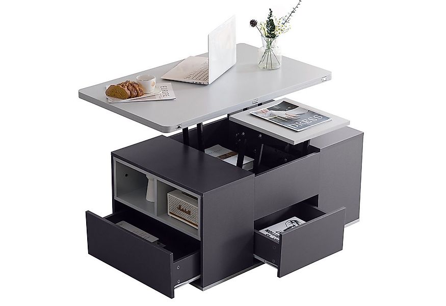 Merax Couchtisch mit Schubladen, Wohnzimmertisch, mit ausziehbarer Tischpla günstig online kaufen