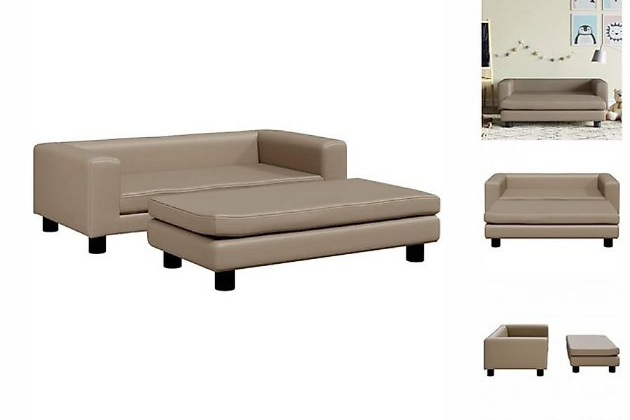 vidaXL Kindersofa Kindersofa mit Hocker Cappuccino-Braun 100x50x30 cm Kunst günstig online kaufen