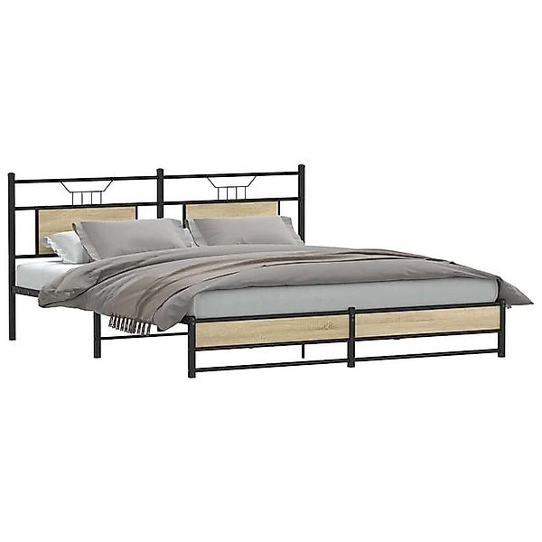 vidaXL Bett Metallbett ohne Matratze Sonoma-Eiche 180x200 cm günstig online kaufen