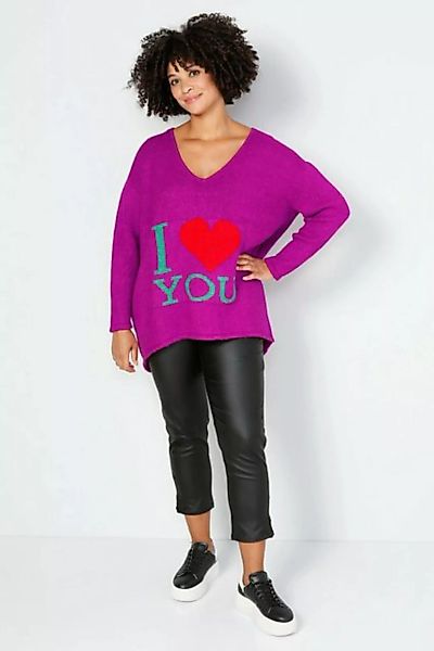 Angel of Style Sweatshirt Pullover oversized I LOVE YOU V-Ausschnitt Langar günstig online kaufen