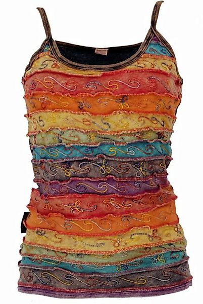 Guru-Shop T-Shirt Stonewash Goa Top - Regenbogen 3 Hippie, alternative Bekl günstig online kaufen