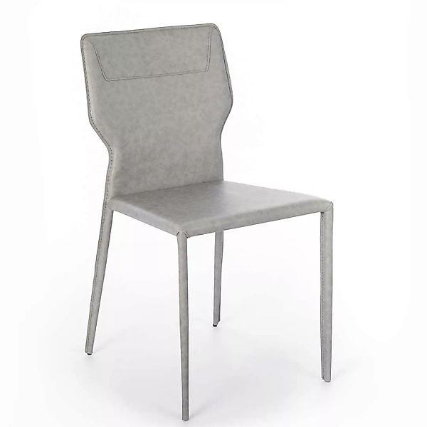 Stühle in Hellgrau Kunstleder Metallgestell (2er Set) günstig online kaufen