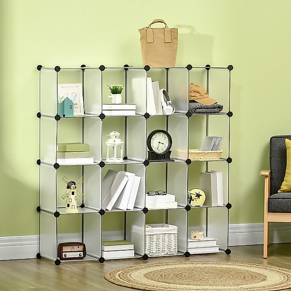 HOMCOM DIY Würfel Regalsystem 16 Würfel Aufbewahrungsbox Kunststoffschrank günstig online kaufen