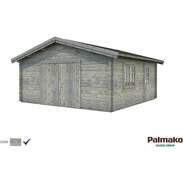 Palmako Holzgarage Roger mit Holztor Grau tauchgrundiert 540 cm x 540 cm günstig online kaufen