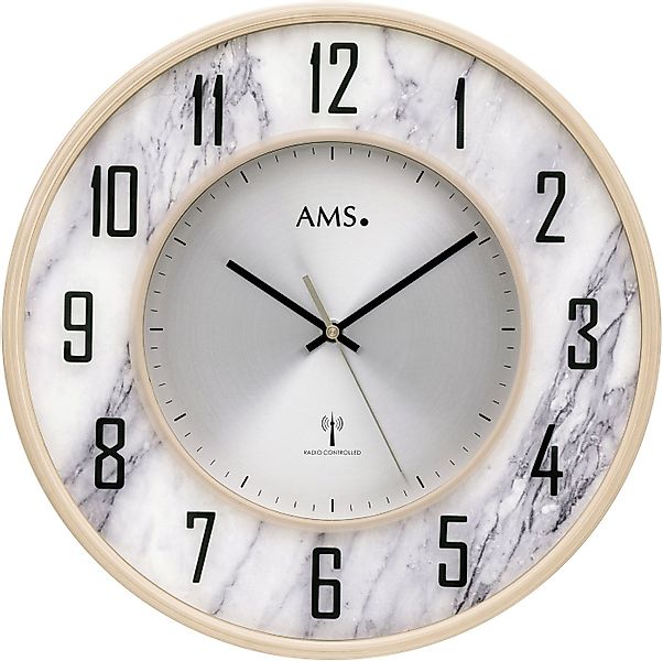 AMS Funkwanduhr (Quarzuhr, Wanduhr, Wohnzimmer, Esszimmer, Arbeitszimmer, M günstig online kaufen