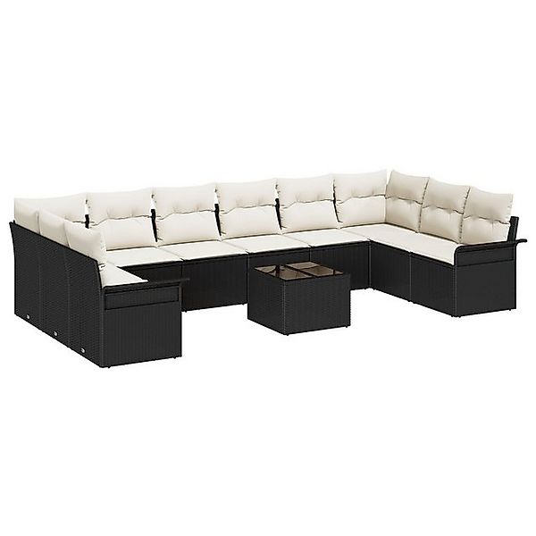 vidaXL Loungesofa 10-teiliges Garten-Sofa-Set mit Kissen Braun Poly Rattan, günstig online kaufen