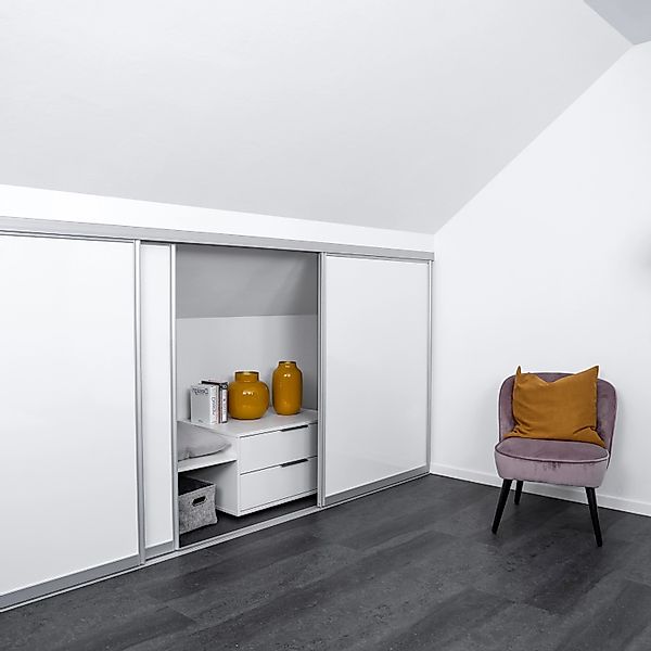 Schiebetür-Bau-Set Kniestock Profil Silber Weiß-Schwarz Hochglanz 1022 x 14 günstig online kaufen