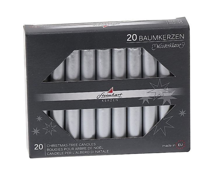 Steinhart Kerzen Adventskerze Baumkerzen Edelglanz Silber 95 x Ø 13 mm, 20 günstig online kaufen