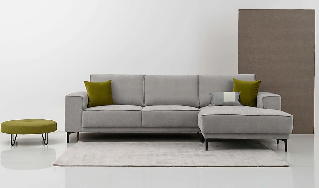 Places of Style Ecksofa "Polsterecke Oland, Struktur, Flachgewebe, Luxus-Mi günstig online kaufen