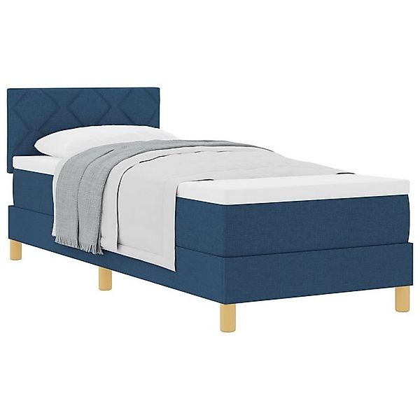 vidaXL Bett Boxspringbett mit Matratze Blau 80x200 cm Stoff (1-tlg) günstig online kaufen
