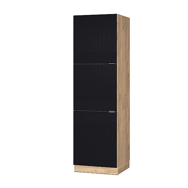 Vicco Herdumbauschrank Fame-Line, Schwarz gestreift/Goldkraft Eiche, günstig online kaufen