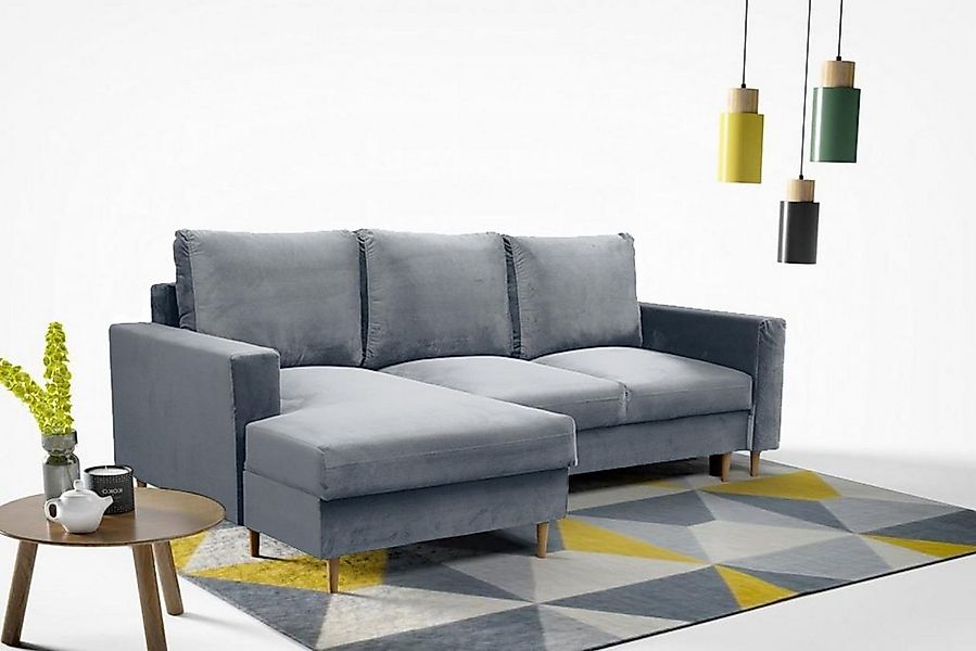 Beautysofa Polsterecke mit Schlaffunktion und Bettkasten DAVE, im Skandinav günstig online kaufen