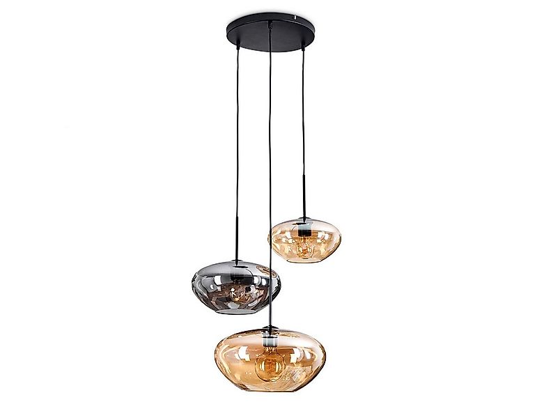 hofstein Hängeleuchte Hängelampe aus Metall/Glas in Schwarz/Bernstein-/Rauc günstig online kaufen