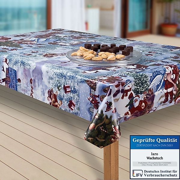 laro Tischdecke Wachstuch-Tischdecken Abwaschbar Weihnachtsmann blau günstig online kaufen