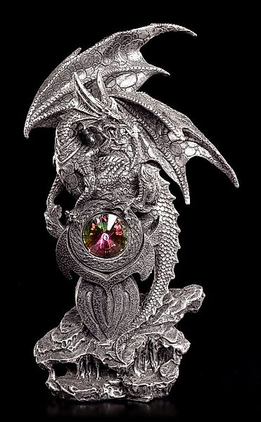 Figuren Shop GmbH Dekofigur Drachen Figur - Alastar bewacht Kristall - Fant günstig online kaufen