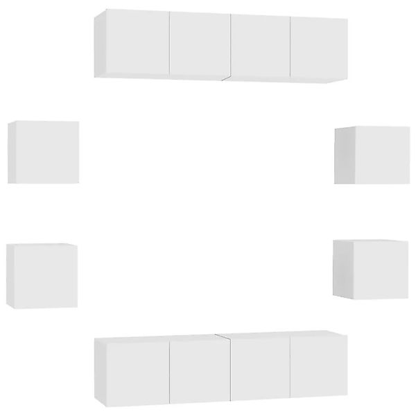 vidaXL 8 Tlg TV-Schrank-Set Weiß Holzwerkstoff 3074457 günstig online kaufen