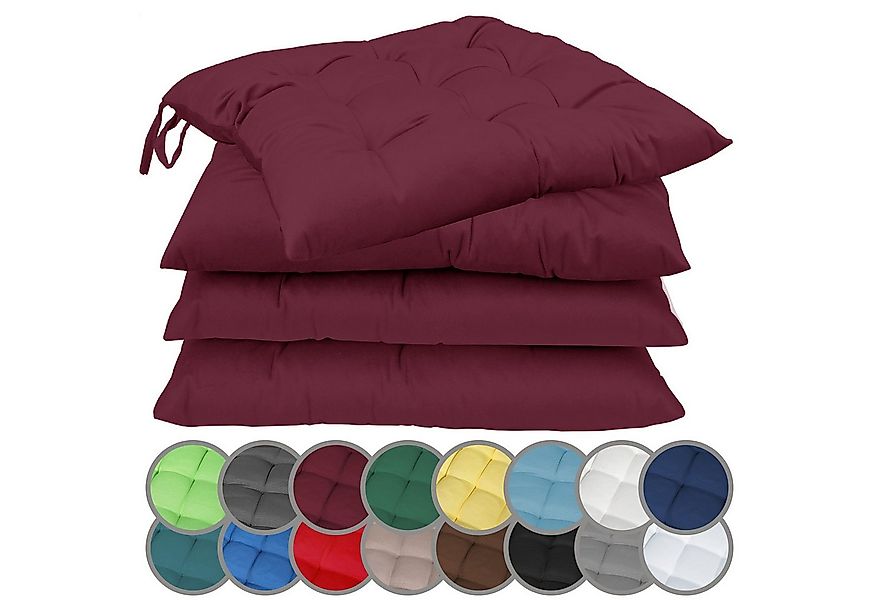 NatureMark Sitzkissen 4er-Set Stuhlkissen 40x40cm mit Bändern, Sitzpolster günstig online kaufen