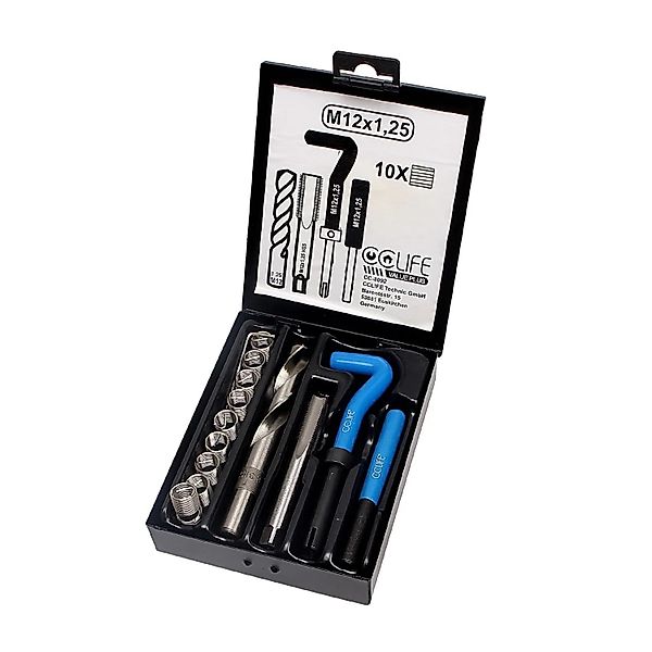 CCLIFE Gewindereparatur Satz M5 M6 M8 M10 M12 M14 Größe M12 x 125 10 Einsät günstig online kaufen