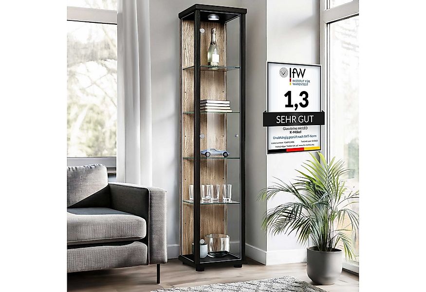 K-Möbel Glasvitrine C1014 (Glasvitrine (176x37x33 cm) mit 1 Glastür) Glasvi günstig online kaufen