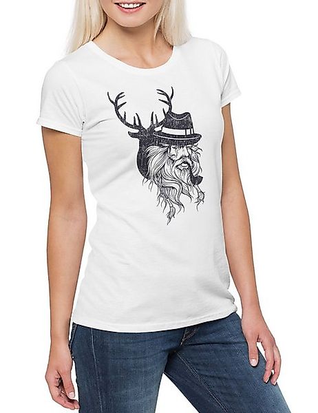 Urban Backwoods Print-Shirt Odin Hipster Deer Damen T-Shirt Odhin Fun Nerd günstig online kaufen
