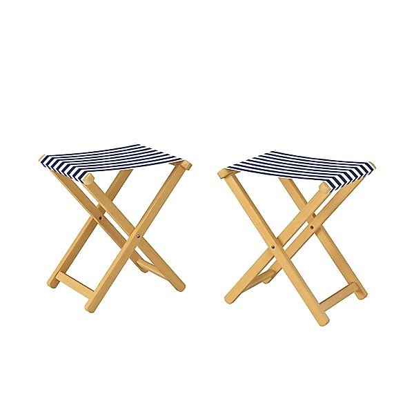 Erst-Holz Klappbarer Gartenstuhl Buche Natur Stoff Blau-Weiß 10-216 Doppelp günstig online kaufen